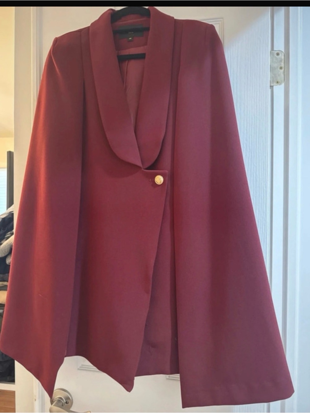 Women's Burgundy Cape Skirt with Shawl Collar